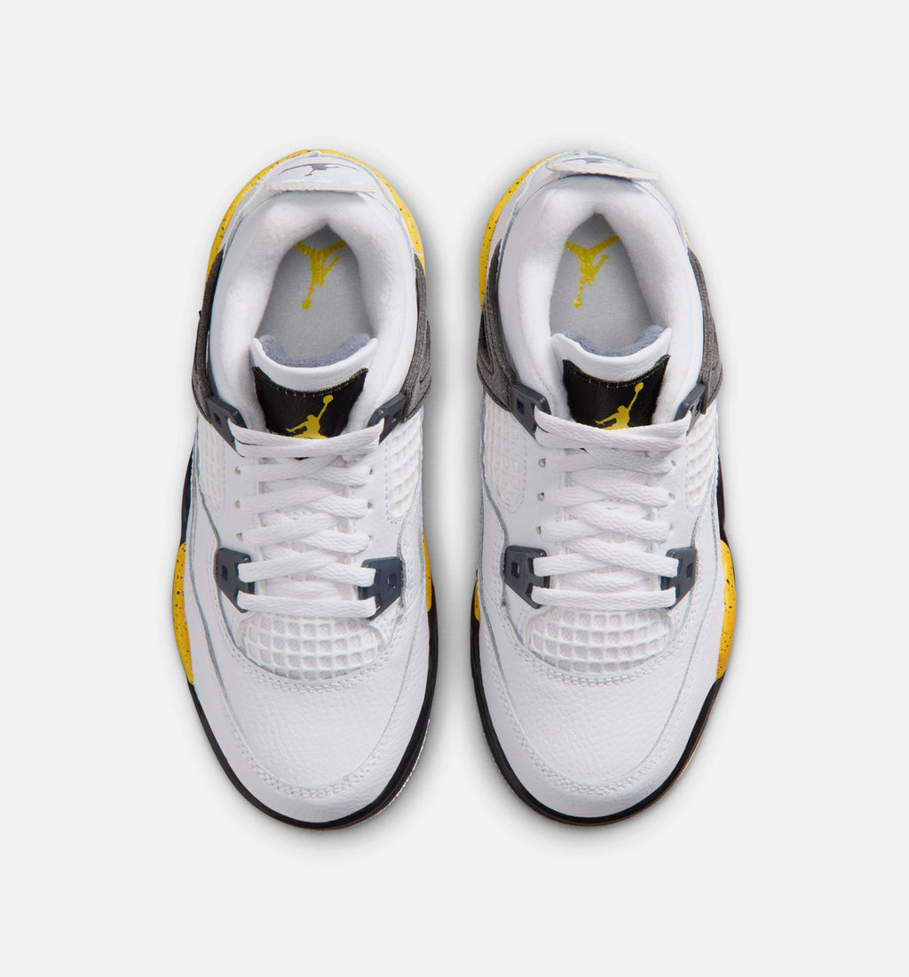 Air Jordan 4 Retro Rare Air Tour Yellow Preschool Lifestyle Shoe – White/Dark Blue Grey/Black/Tour Yellow