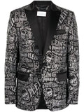 Philipp Plein velvet blazer lord fit Skull and Plein with crystals