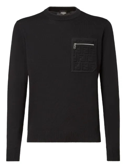 FENDI logo-patch pocket sweater