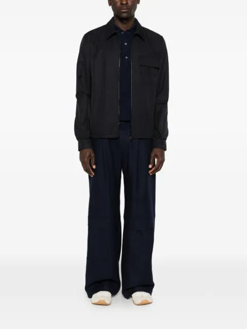 Moncler leather logo cotton blend shirt