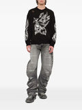 THUG CLUB Chrome Skull distressed-knit sweater