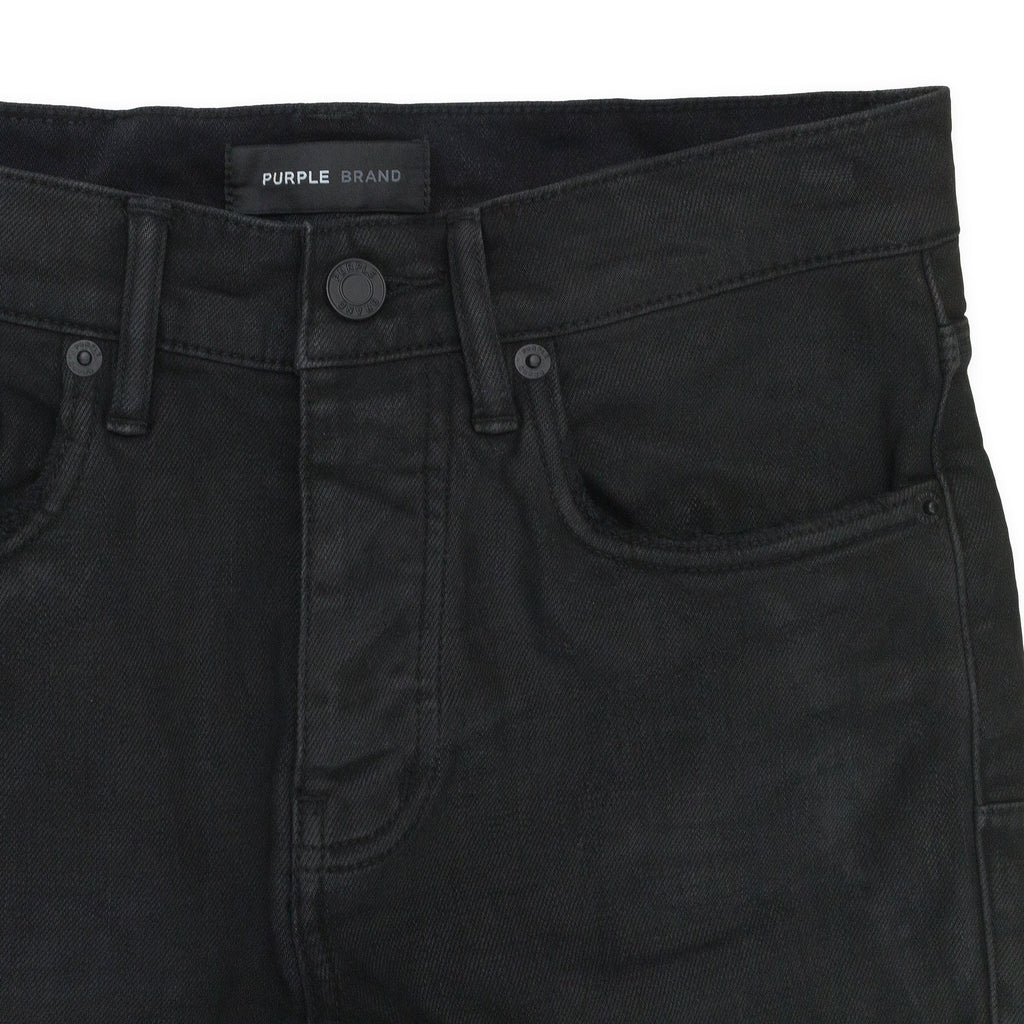 Black P004 Resin Coated Flared Cargo Skinny Jeans