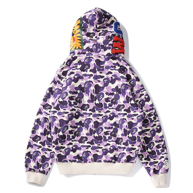 BAPE Purple Camo Shark Hoodie