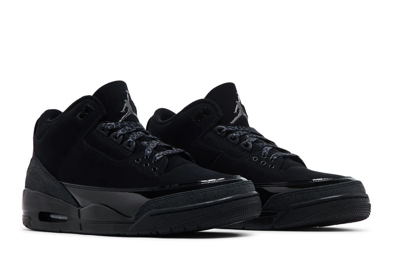 Air Jordan 3 Retro 'Black Cat' 2025 – All-Black Stealthy AJ3 with Elephant Print & Visible Air Unit