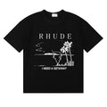 Rhude I Need A Getaway Beach Palm Tree Graphic Black Oversized T‑Shirt