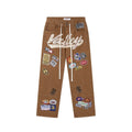 Vale Forever 1980S Painter Denim Brown Patchwork Wide Leg Jeans