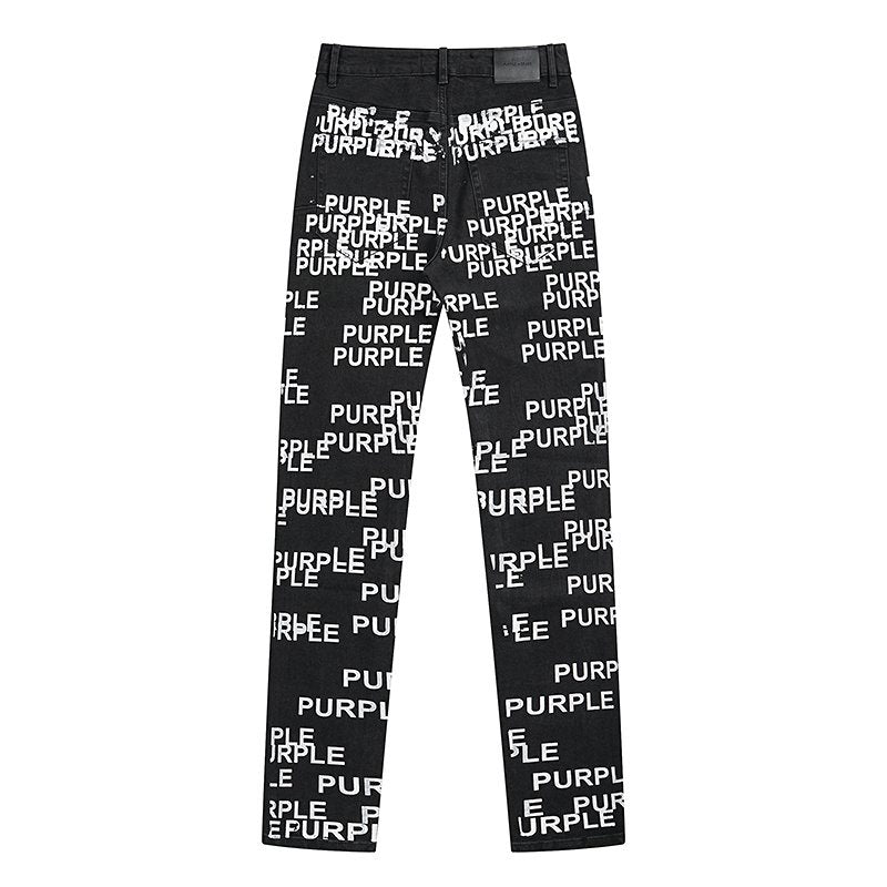 Purple Brand All-Over Wordmark Slim Tapered Jeans