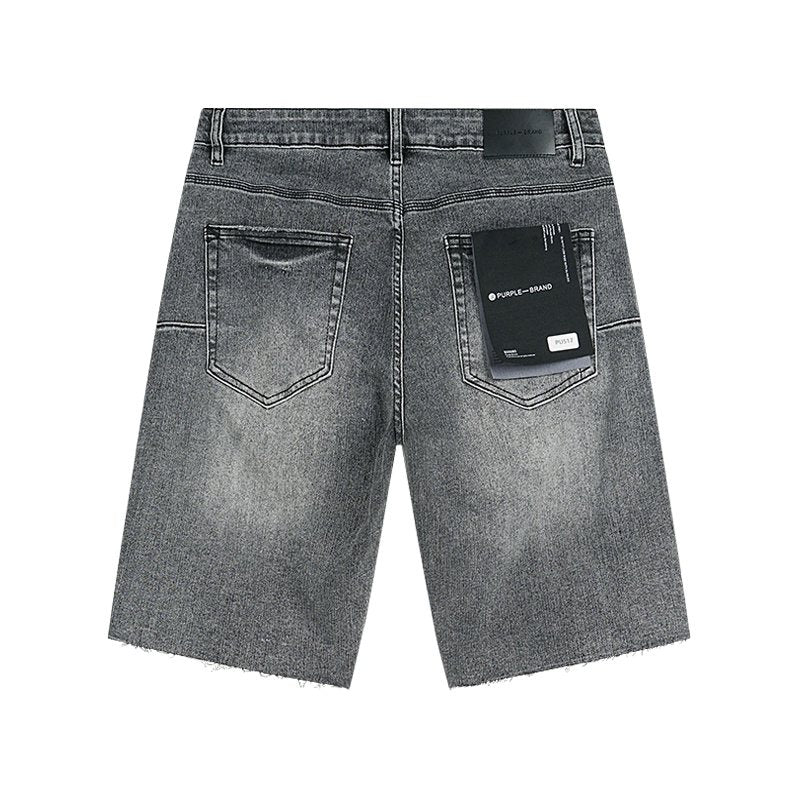 Purple Brand Distressed Gray Denim Shorts
