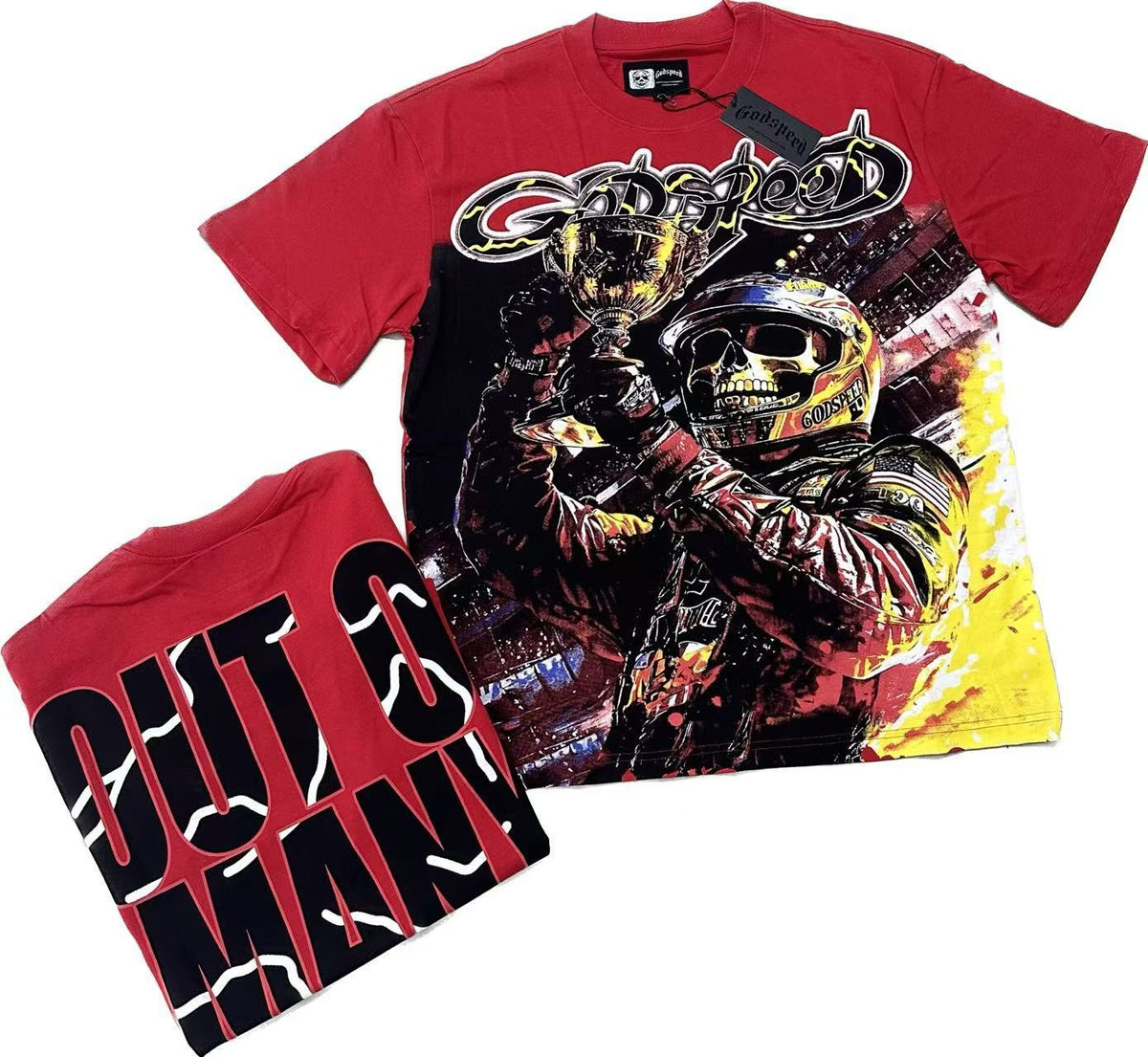 Godspeed Red Racing Skull Graphic T-Shirt
