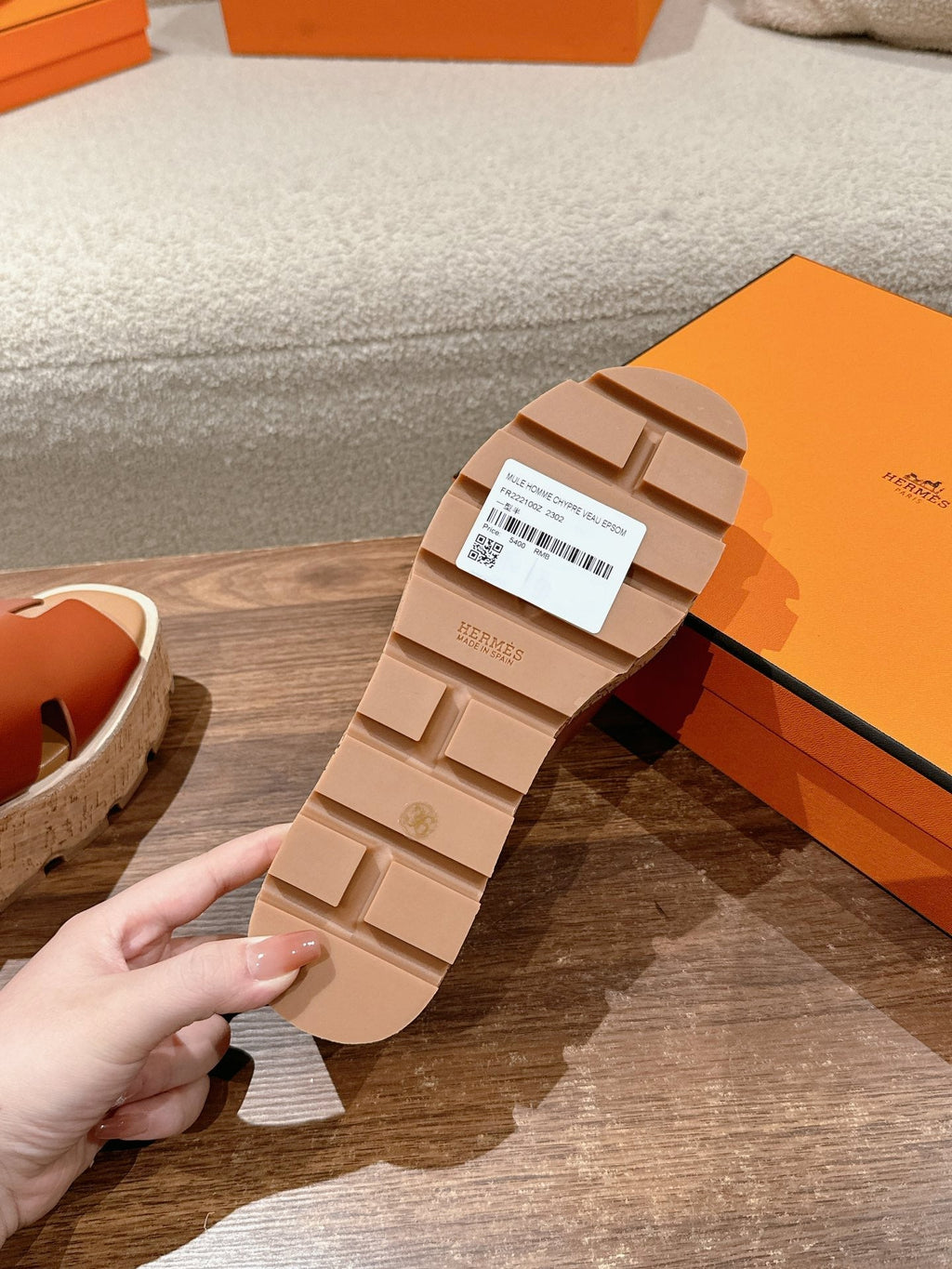 Hermès H-Strap Calfskin Platform Sandals