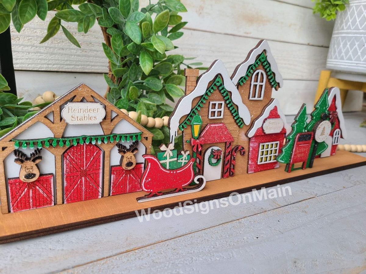 Standing Christmas Houses Santa's Village File SVG, Glowforge, LuckyHeartDesignsCO