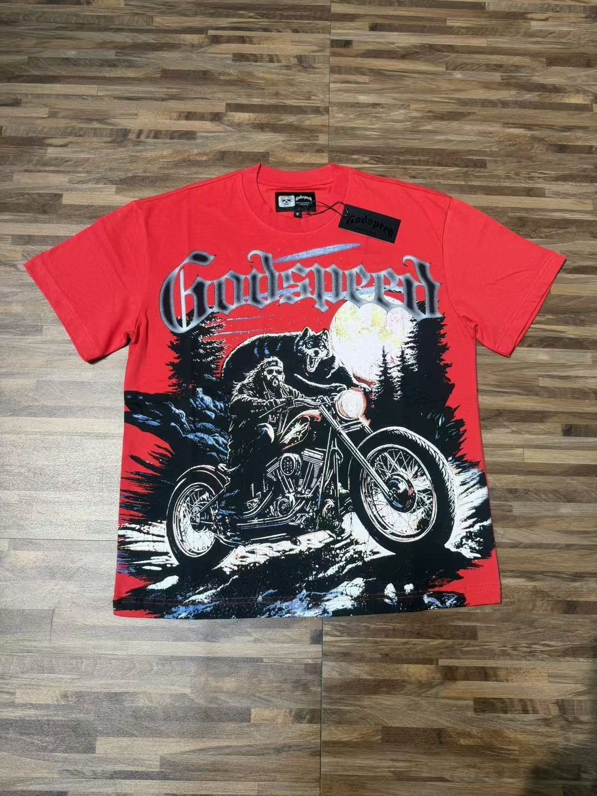 Godspeed Motorcycle Wolf Moon Graphic T-Shirt