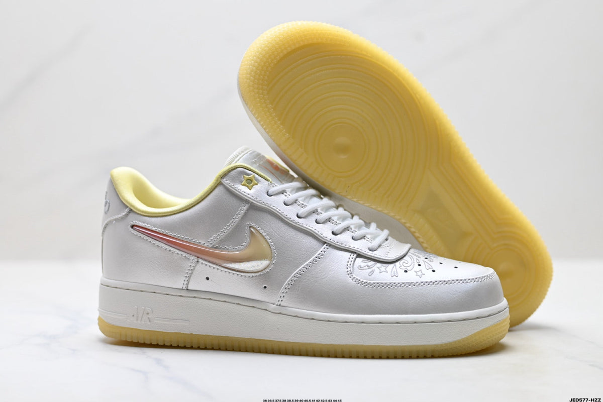 Nike Air Force 1 Low White Pale Yellow Unisex Sneakers Style 24