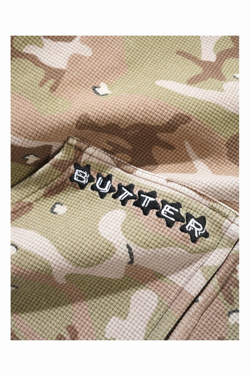 BUTTER STARS WAFFLE ZIP-THRU HOODIE Desert Camo