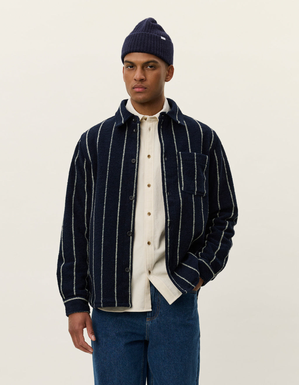 Les Deux Lennon Wool Pinstripe Overshir